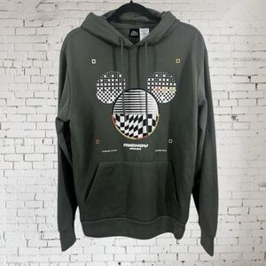 Disney Mickey Mouse Sweatshirt Pullover Medium (38-40) Logo Green Hood